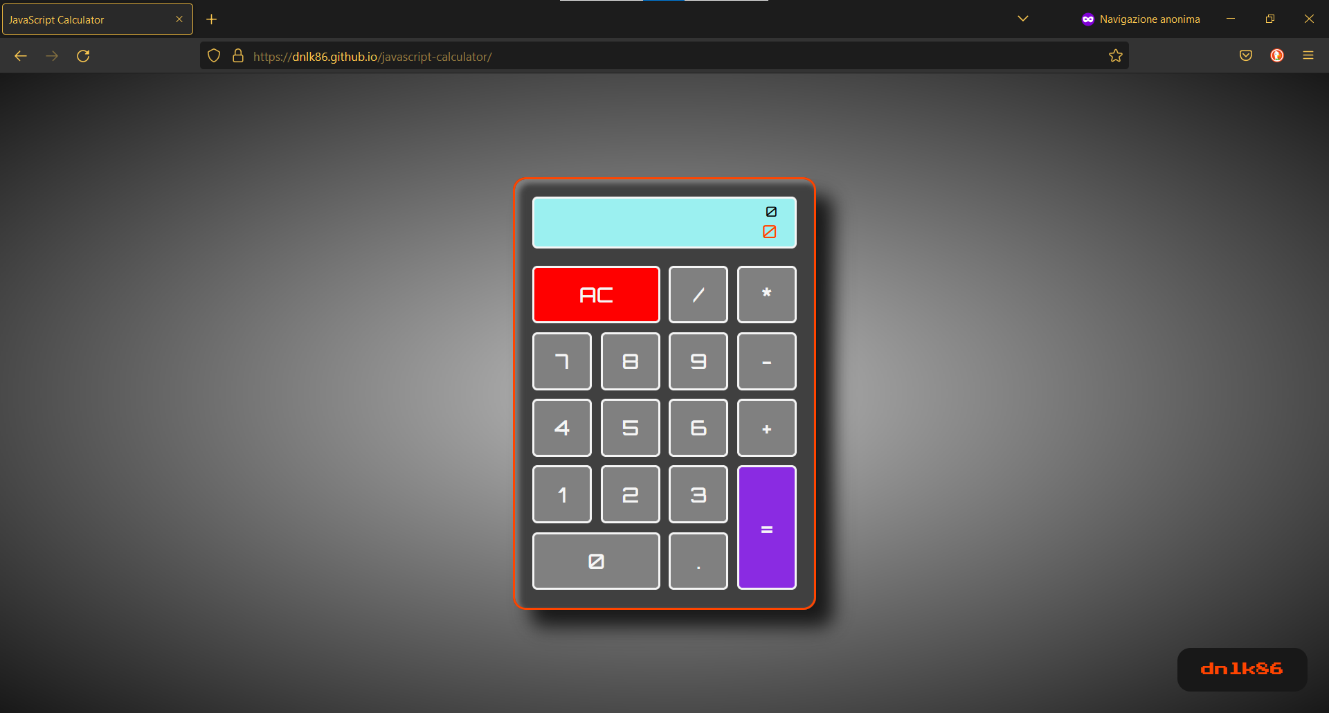 javascript calculator screenshot