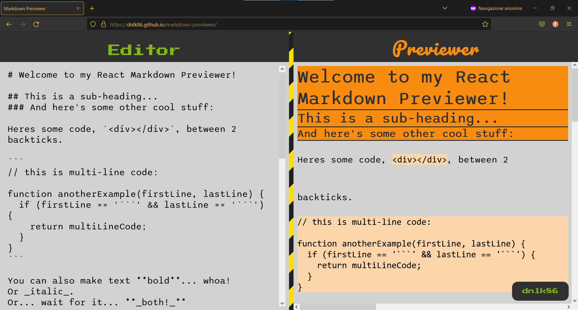 markdown previewer screenshot